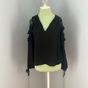 NWT Lulu’s Elegant Inclination Black Lace Long Sleeve Top